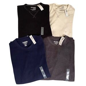 MENS 4 OLD NAVY COZY THERMAL LONG SLEEVE TOPS, SIZE SM, BLACK, CREAM, GRAY, NAVY